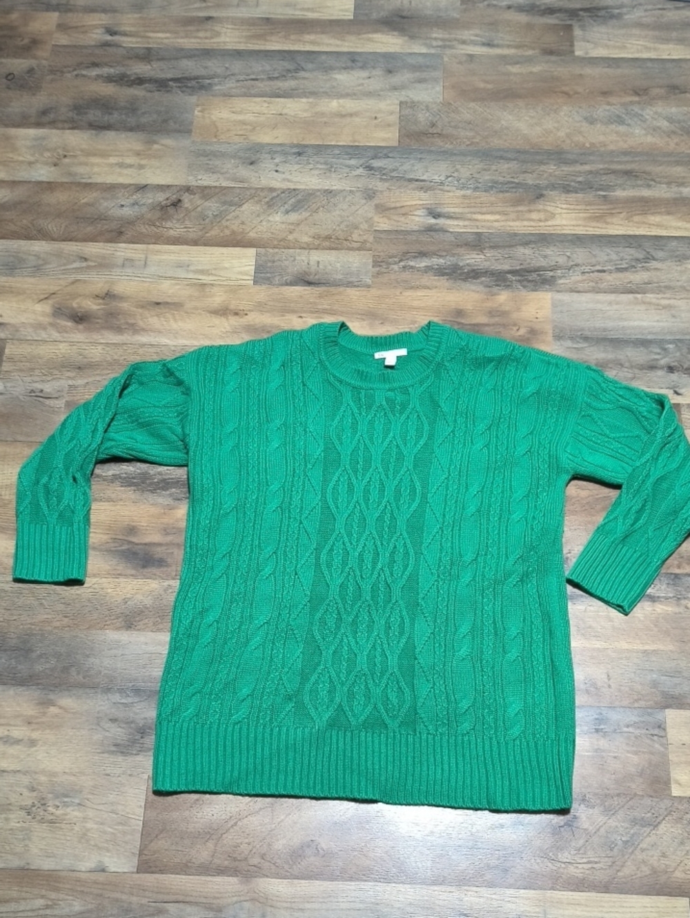 Cato Green Cable-Knit Crewneck Sweater